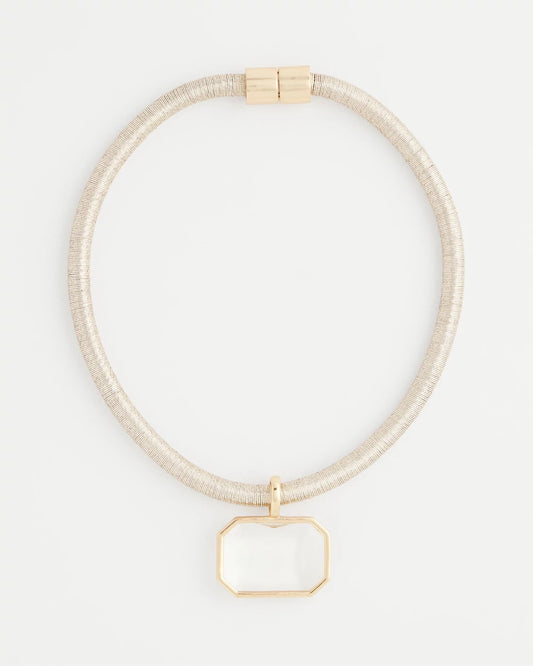 Chico's Customer Favorite - Goldtone Glass Gem Pendant Cord Necklace Gold