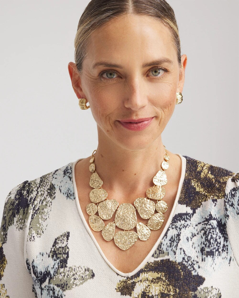 Chico's Exclusive - Molten Goldtone Bib Necklace Gold