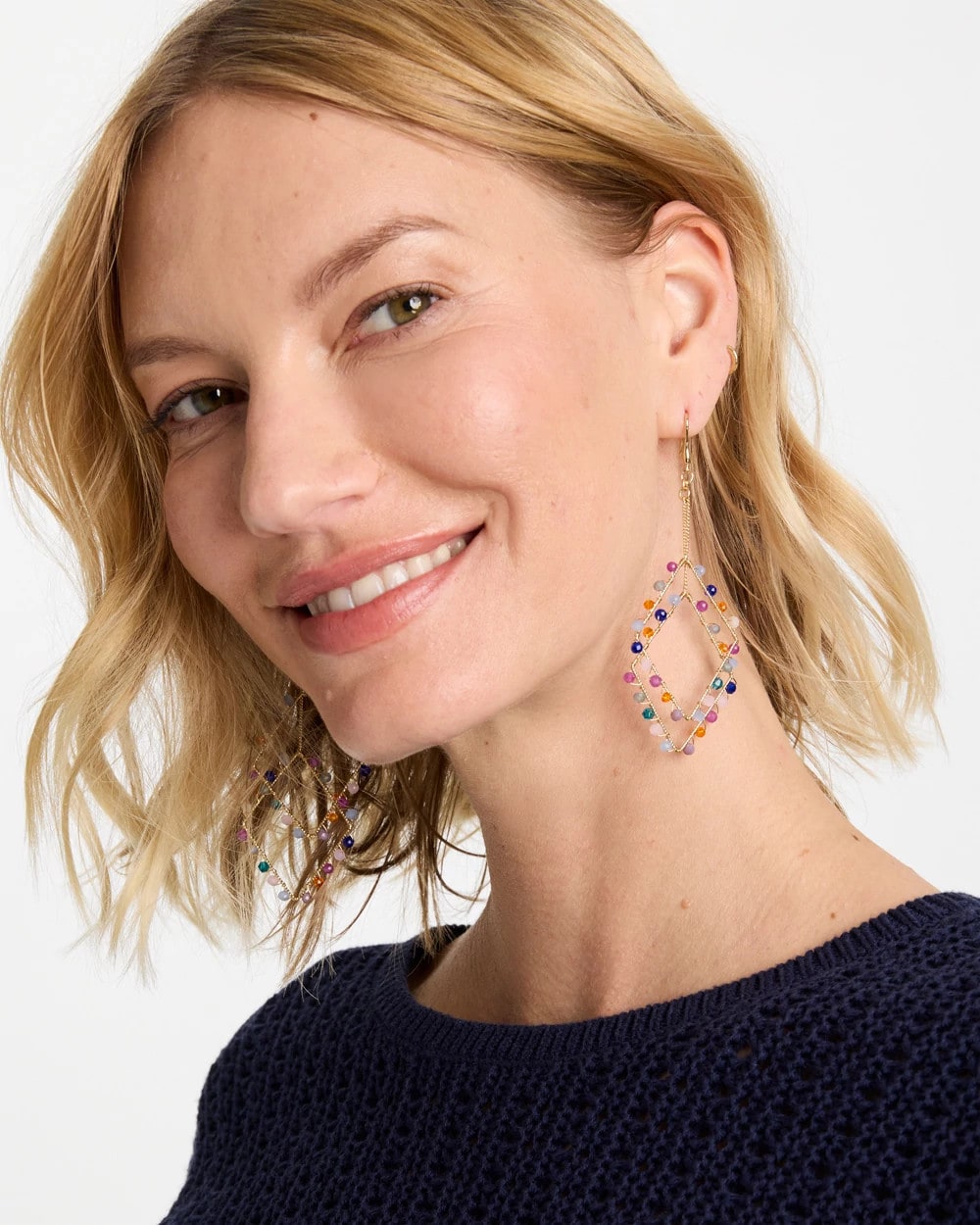 Chico's New - Diamond Shaped Linear Earrings Multi