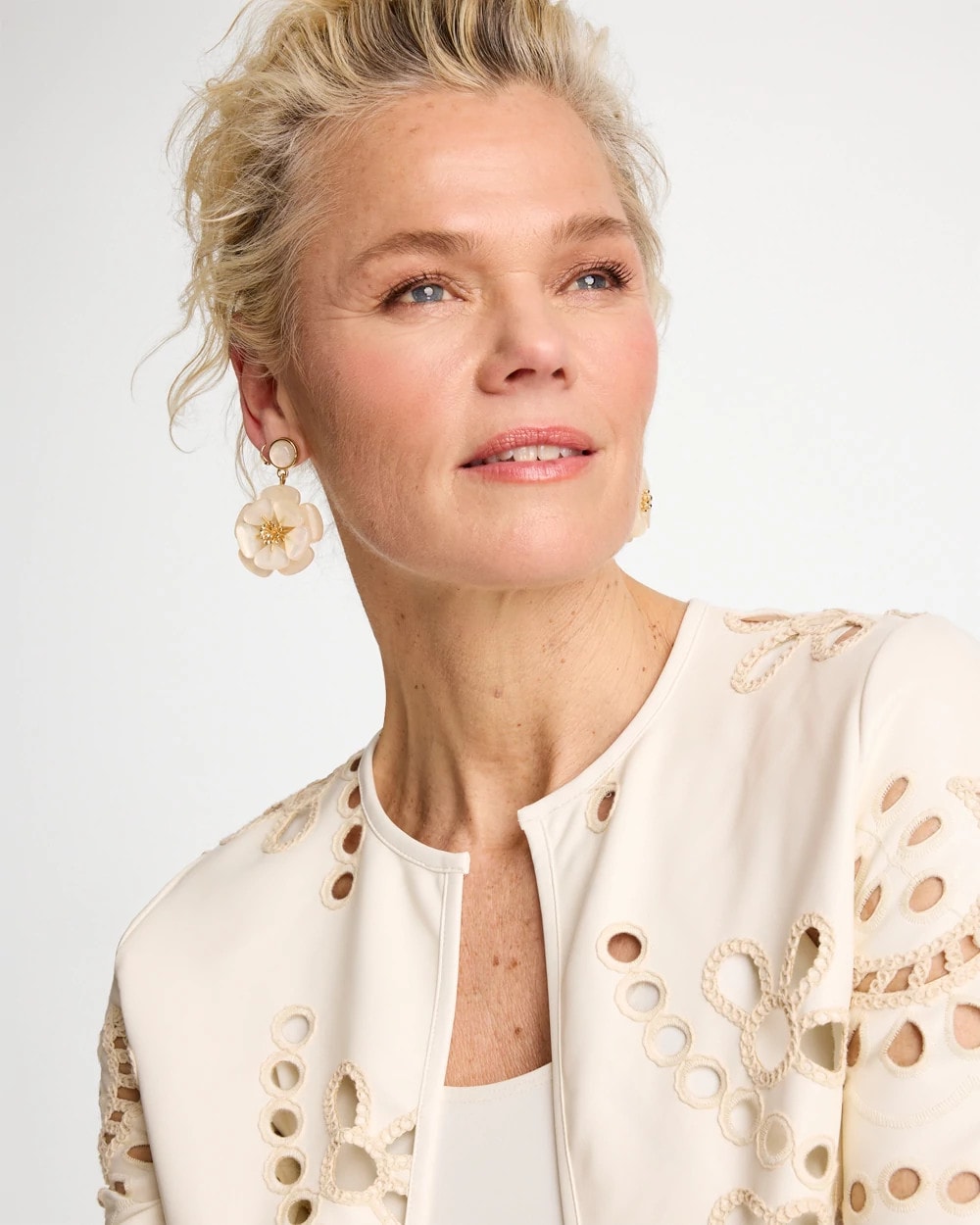 Chico's Featured - Neutral Flower Drop Earrings Neutral