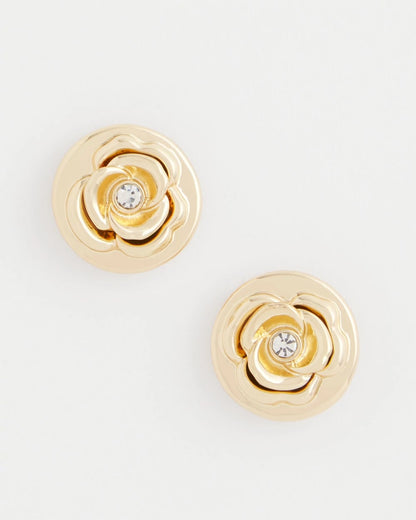 Chico's Quality - Lucky Coin Flower Stud Earrings Gold