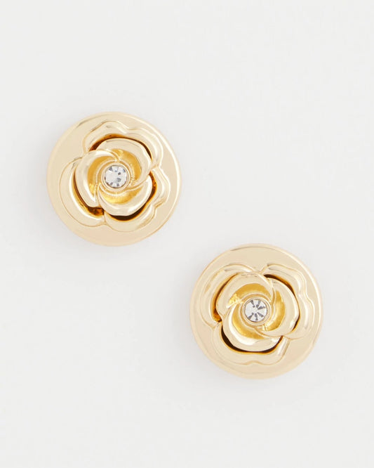 Chico's Quality - Lucky Coin Flower Stud Earrings Gold