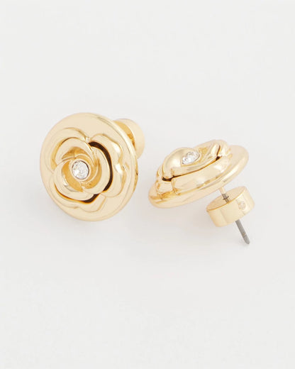 Chico's Quality - Lucky Coin Flower Stud Earrings Gold