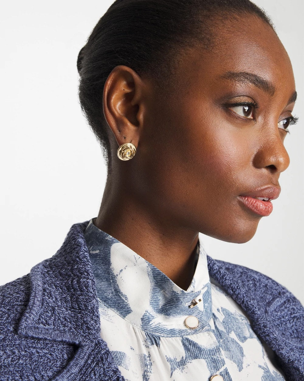 Chico's Quality - Lucky Coin Flower Stud Earrings Gold