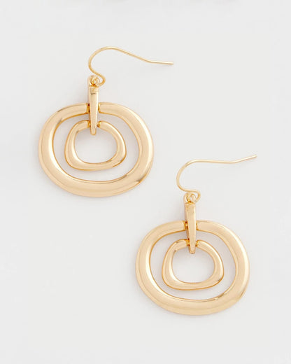 Chico's Signature - Gold Tone Drop Pendant Earrings Gold