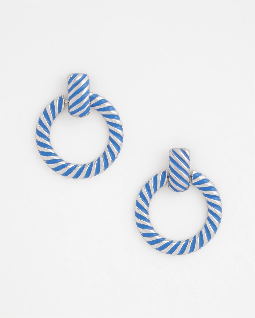 Chico's Premium - Blue Twist Drop Hoop Earrings Blue