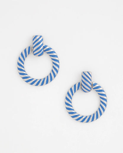 Chico's Premium - Blue Twist Drop Hoop Earrings Blue