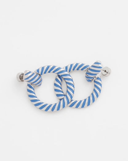 Chico's Premium - Blue Twist Drop Hoop Earrings Blue