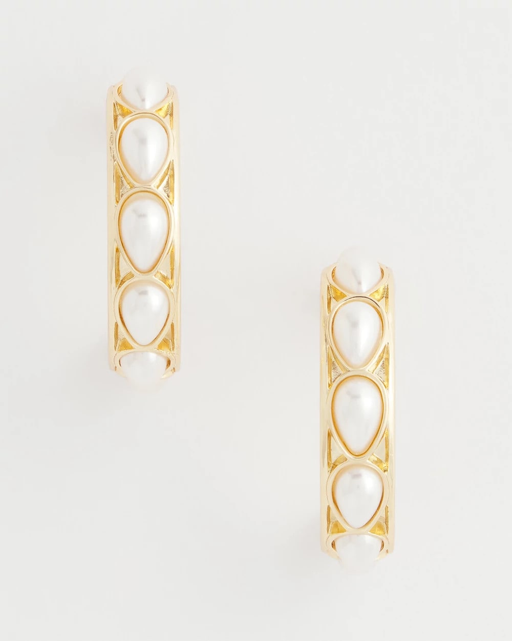 Chico's Essential - No Droop® Faux Pearl Hoop Earrings Pearl