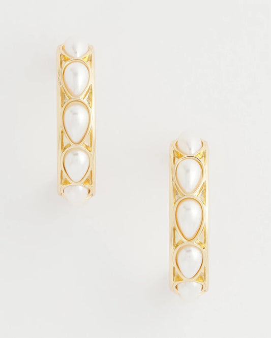 Chico's Essential - No Droop® Faux Pearl Hoop Earrings Pearl