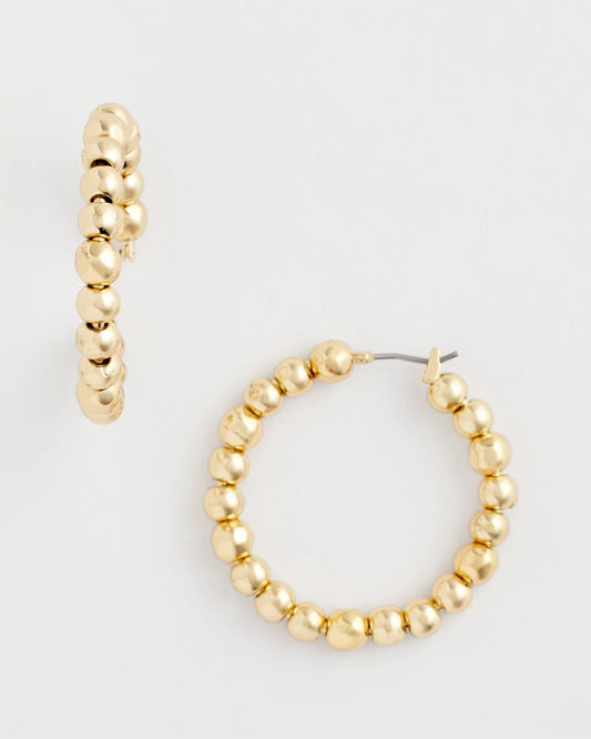 Chico's Deals - No Droop® Golden Beaded Hoop Earrings Gold