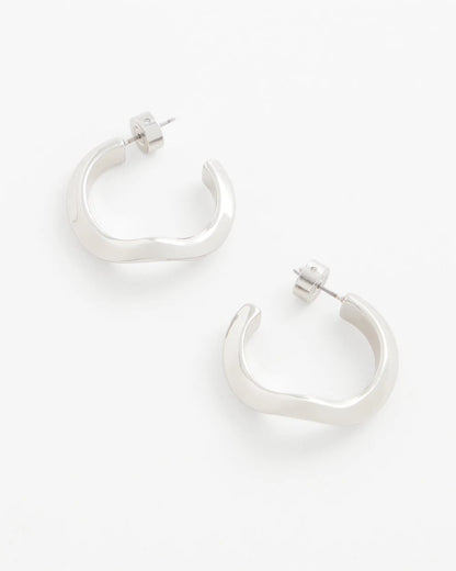 Chico's Top Pick - Silver Wavy Hoop Earrings Silver