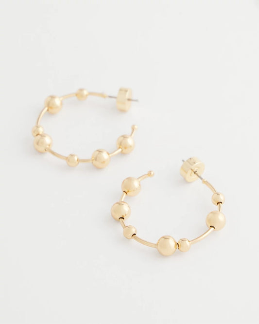Chico's New - Goldtone Beaded Hoop Earrings Gold
