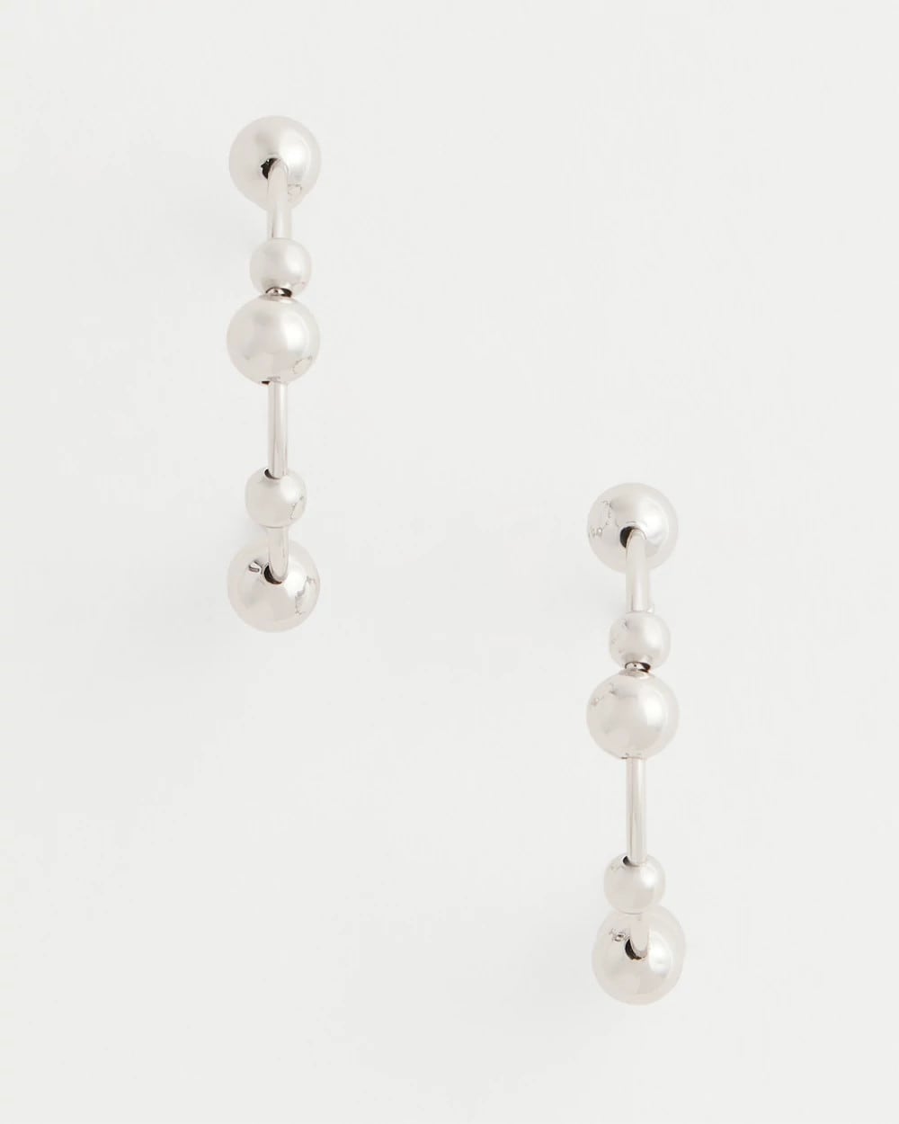 Chico's Discount - Silvertone Beaded Hoop Earrings Silver