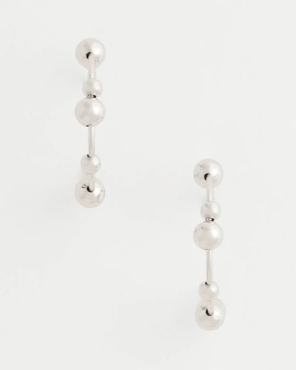 Chico's Discount - Silvertone Beaded Hoop Earrings Silver