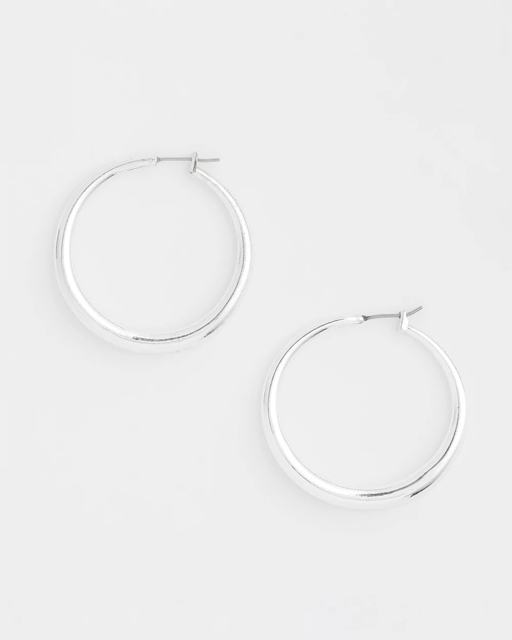 Chico's Recommended - Cassie Silver-Tone Hoop Earrings Silver