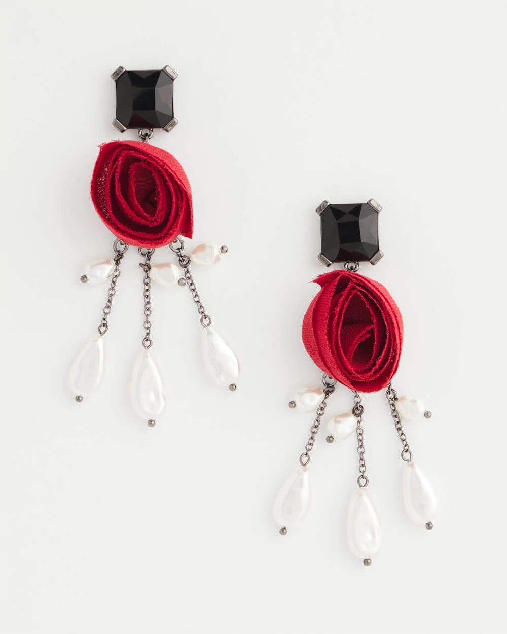 Chico's Quality - Red Rose Drop Earrings Red