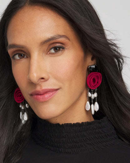 Chico's Quality - Red Rose Drop Earrings Red