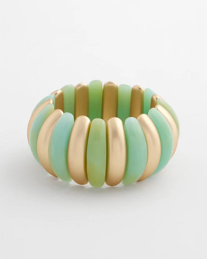 Chico's Customer Favorite - Aqua and Gold Stretch Bracelet Aqua