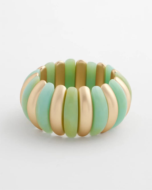 Chico's Customer Favorite - Aqua and Gold Stretch Bracelet Aqua