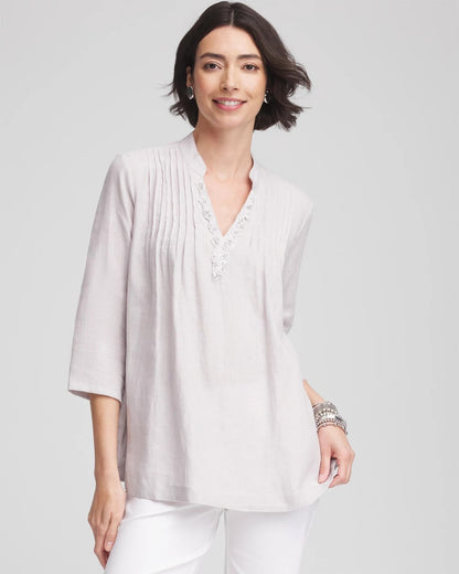 Chico's Hot Sale - Embellished Linen Kurta Tunic Dove Gray