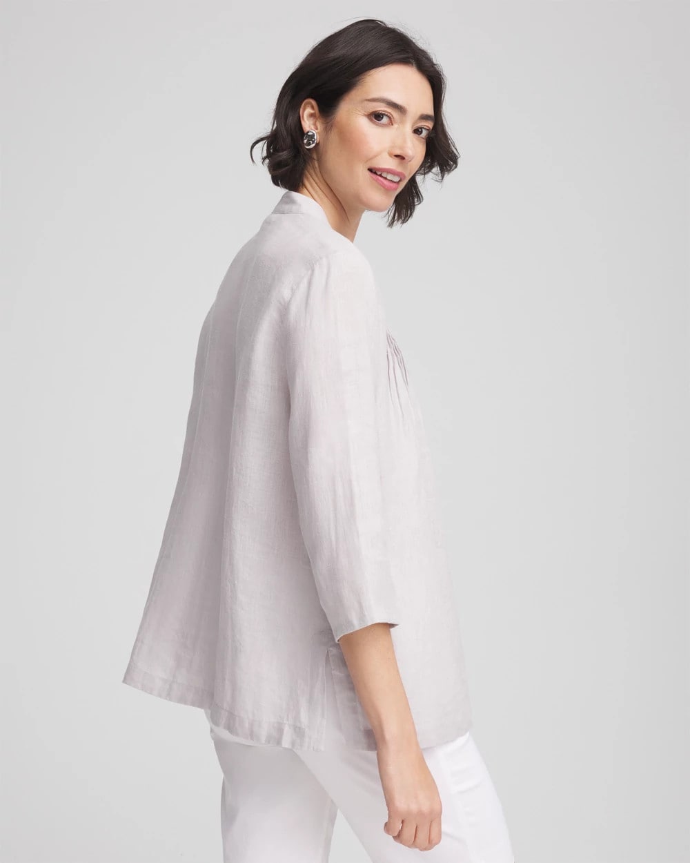 Chico's Hot Sale - Embellished Linen Kurta Tunic Dove Gray