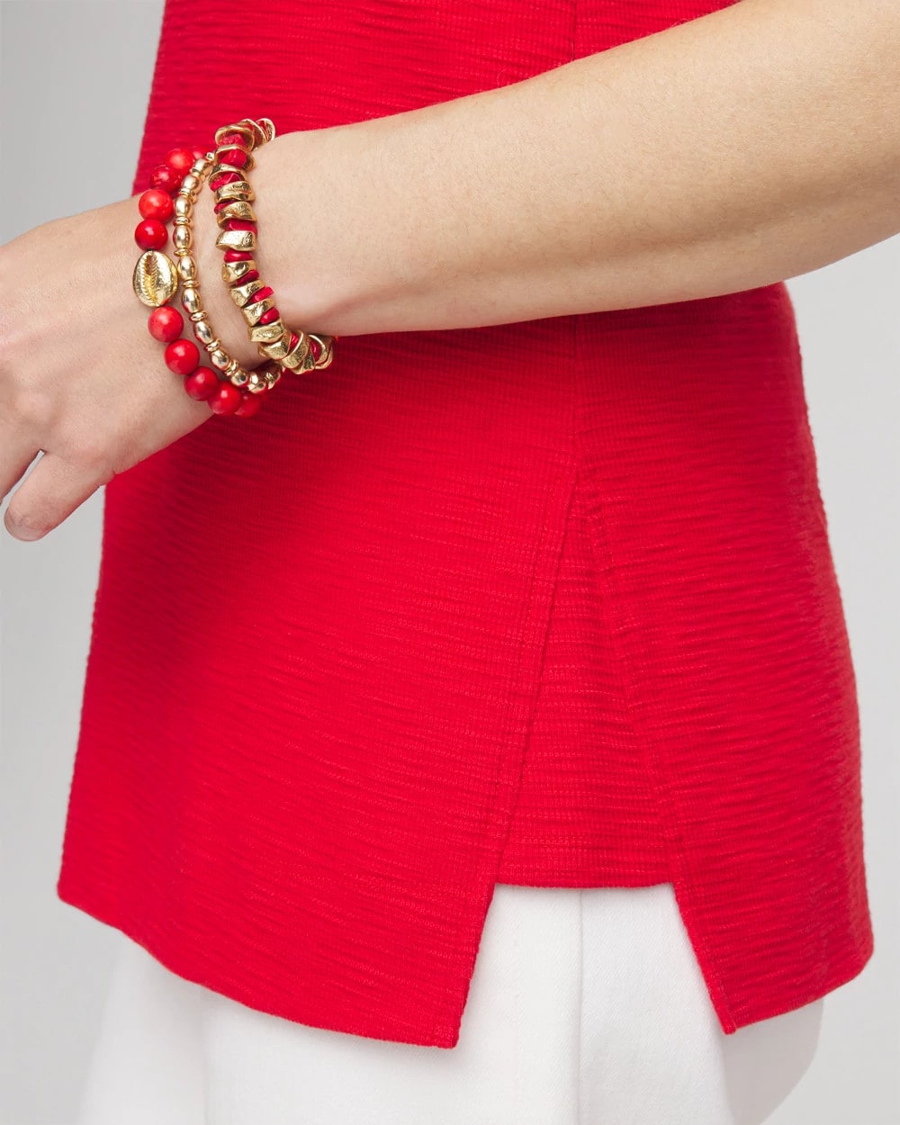 Chico's Hot Sale - Textured Sleeveless V-Neck Tunic Red Glow