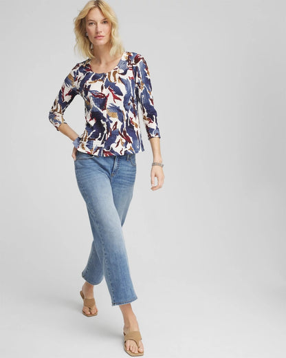 Chico's Sale - Printed Textured Scoopneck Cardigan Ecru