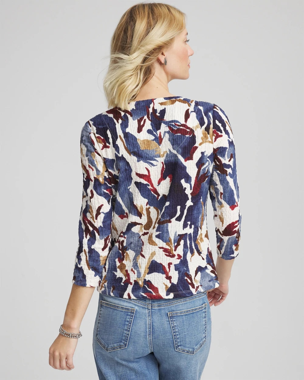 Chico's Sale - Printed Textured Scoopneck Cardigan Ecru